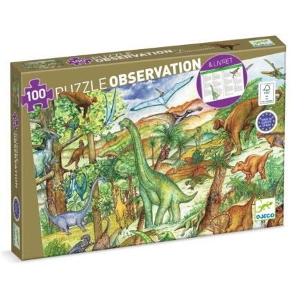 Djeco puzzle and booklet - Dinosaurs, 100 pcs. Djeco puzzle and booklet - Dinosaurs, 100 pcs.