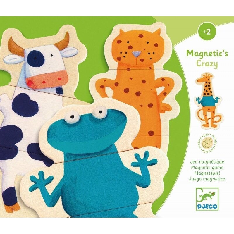 Djeco wooden magnetic puzzle - Crazy Animals, 24 pcs. 1 Djeco wooden magnetic puzzle - Crazy Animals, 24 pcs. 1
