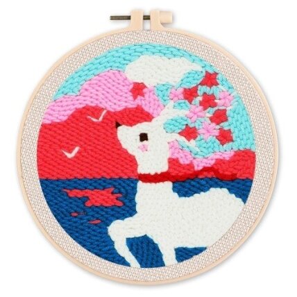 Punch needle kit - Reindeer and Sakura