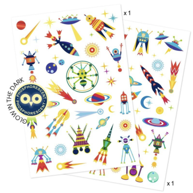 Djeco Glow in the Dark Tattoos - Space Djeco Glow in the Dark Tattoos - Space