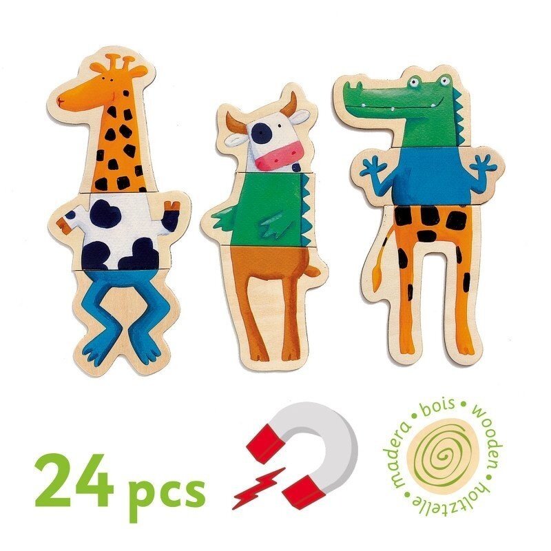 Djeco wooden magnetic puzzle - Crazy Animals, 24 pcs. 3 Djeco wooden magnetic puzzle - Crazy Animals, 24 pcs. 3