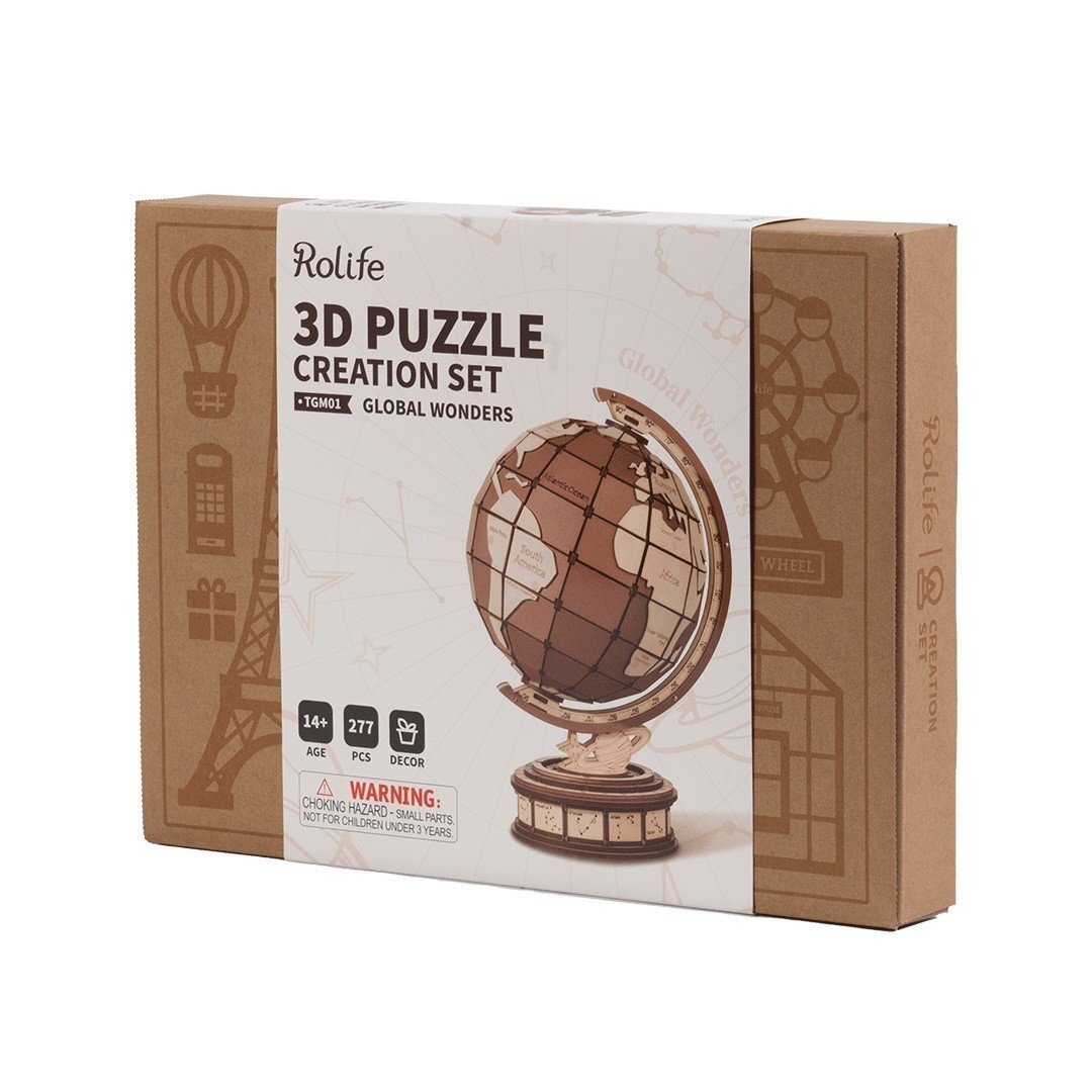 Wooden 3D pizzle - Globe wonders 2 Wooden 3D pizzle - Globe wonders 2