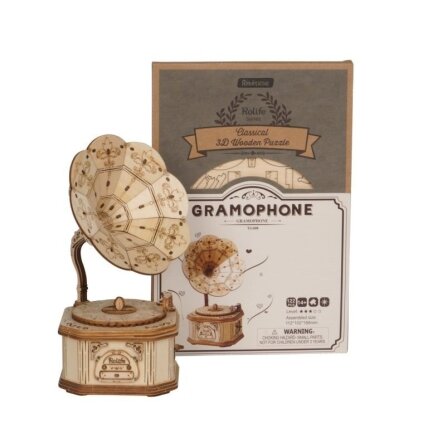 Wooden 3D Gramophone puzzle 2 Wooden 3D Gramophone puzzle 2