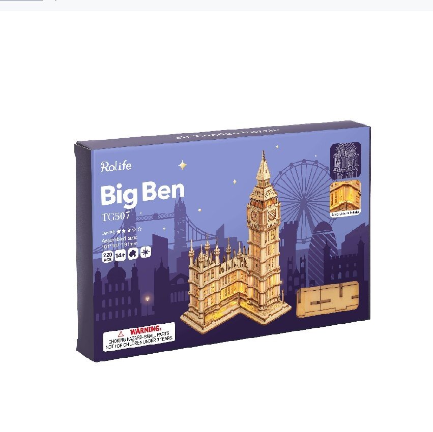 Wooden 3D puzzle with lights - Big Ben 5 Wooden 3D puzzle with lights - Big Ben 5