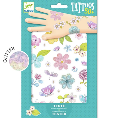 Djeco tatuiruotės su blizgučiais - Pievų gėlės
