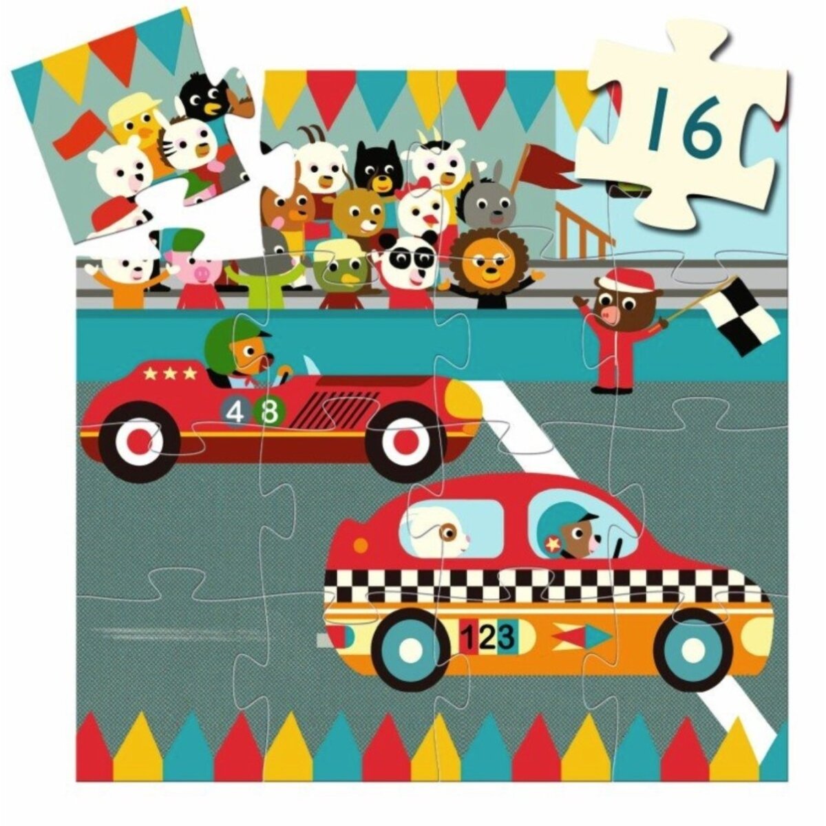 Djeco Silhouette puzzles - The racing car, 16 pcs. 1 Djeco Silhouette puzzles - The racing car, 16 pcs. 1