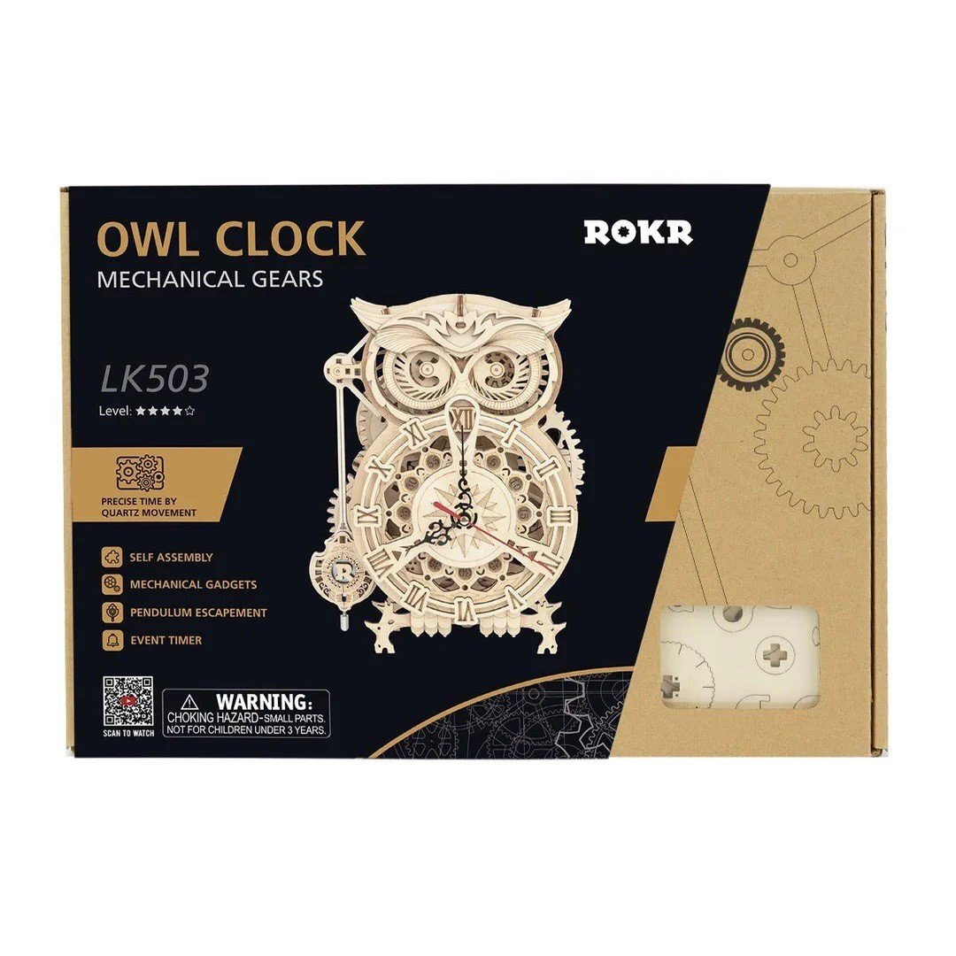 Wooden 3D puzzle - Owl Clock 2 Wooden 3D puzzle - Owl Clock 2