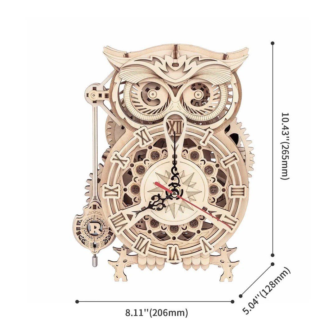 Wooden 3D puzzle - Owl Clock 3 Wooden 3D puzzle - Owl Clock 3