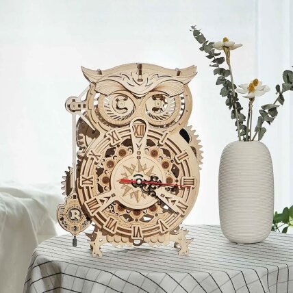 Wooden 3D puzzle - Owl Clock 1 Wooden 3D puzzle - Owl Clock 1
