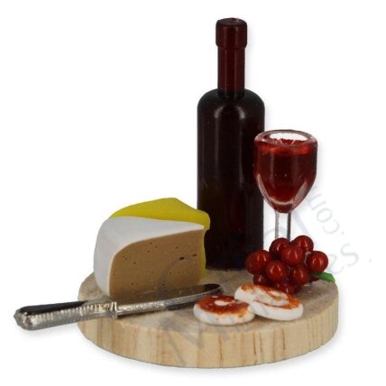Plate with cheese and wine Plate with cheese and wine